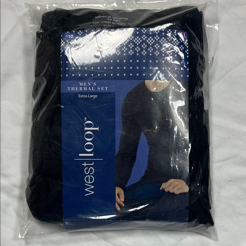 west loop Black Men's Thermal Set - Long Sleeve Top & Bottoms